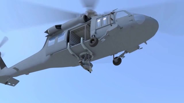 Duke - Airborne Robotic Weapon System (RWS) On Black Hawk Helicopter Animation
