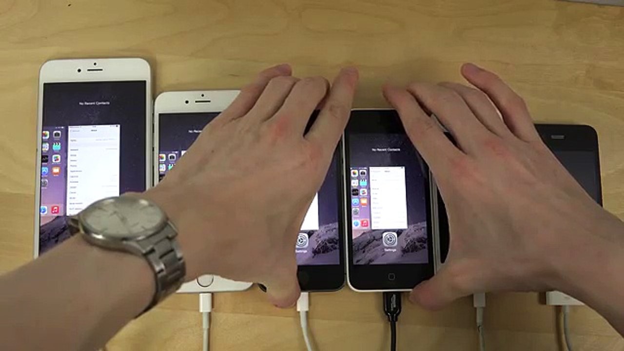 iOS 8.2 Beta 5 iPhone 6 Plus vs. 6 vs. 5S vs. 5C vs. 5 vs. 4S - Which Is Faster (4K)