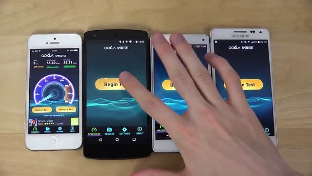 iPhone 5 vs. Sony Xperia Z3 Compact vs. Samsung Galaxy Alpha vs. Nexus 5 - Internet Speed Test (4K)