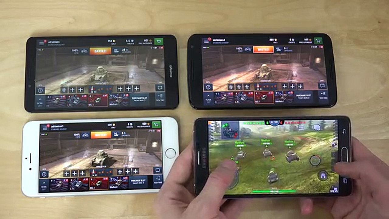 iPhone 6 Plus vs. Ascend Mate 7 vs. Samsung Galaxy Note 4 vs. Nexus 6 World of Tanks Gameplay Review