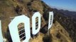 Drone Quadcopter Films Hollywood Sign Up Close