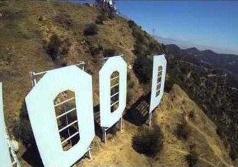 Drone Quadcopter Films Hollywood Sign Up Close