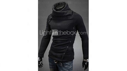 Большой моде мужская воротник стойка трикотаж рубашки