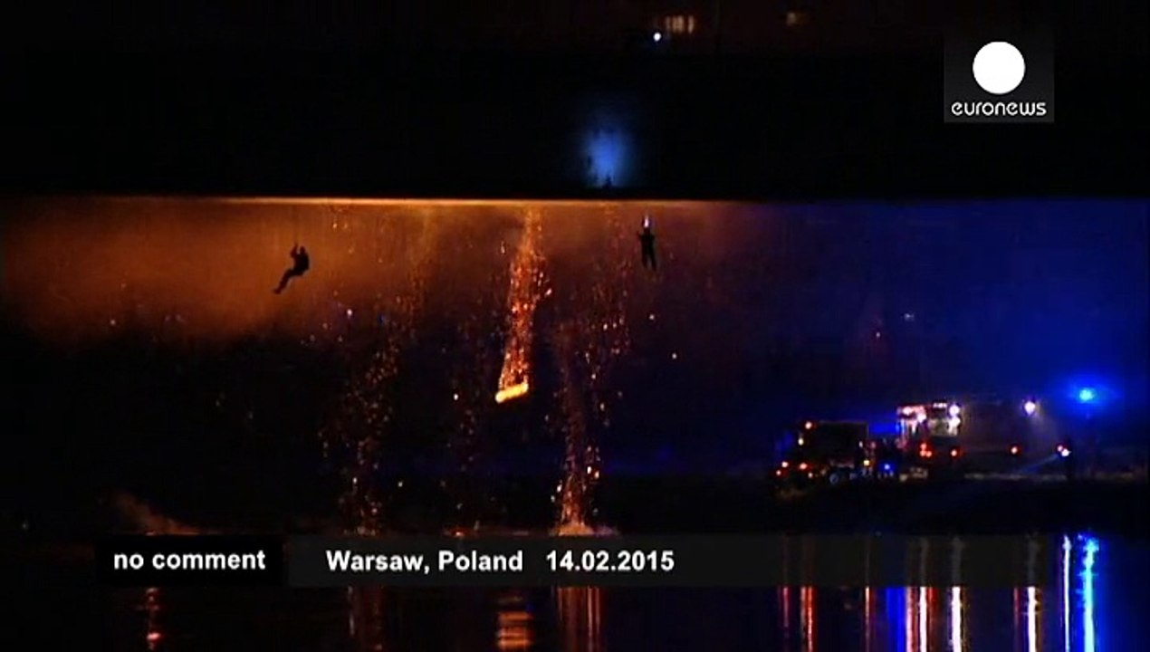Warsaw's Łazienkowski bridge goes up in flames