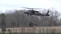 101st Airborne Soldiers Disembarking From Black Hawk Helicopters