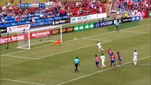 Santalab celebrates Panenka penalty by taking photos of the fans