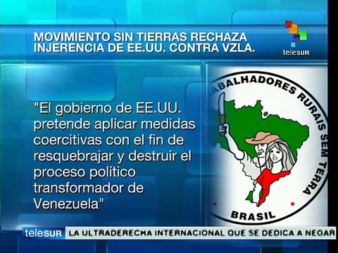 Movimiento Sin tierra de Brasil rechaza sanciones de EE.UU a Venezuela