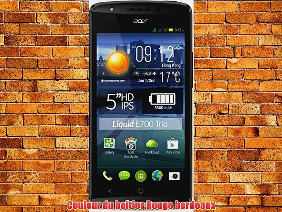 Acer Liquid E700 bordeaux-rot 5 Zoll Tri-SIM d?bloqu? logiciel original - Android 4.4 Kitkat