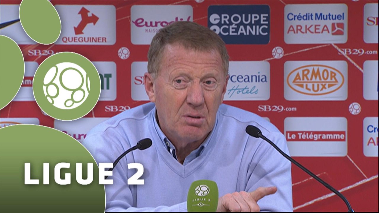 Conférence de presse Stade Brestois 29 - Nîmes Olympique (3-1) : Alex  DUPONT (SB29) - José  PASQUALETTI (NIMES) - 2014/2015