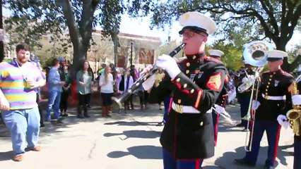 Marine Corps band gets funky at Mardi Gras