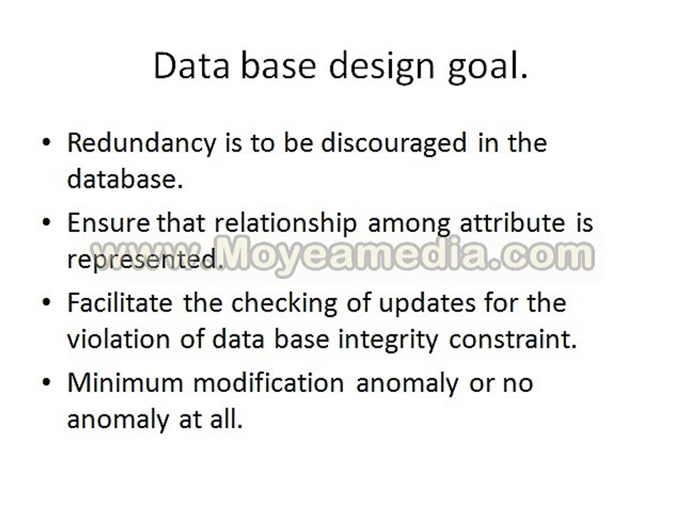 DATA BASE DESIGN GOAL