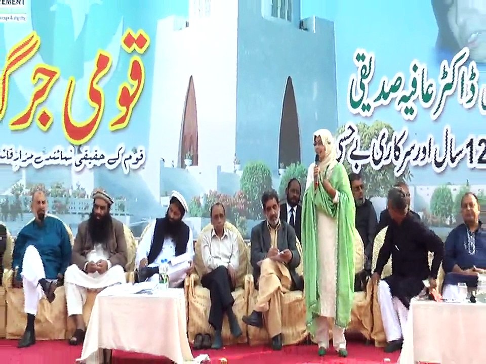 Dr. Fowzia addressing the Qomi Jirga at Mazar e Quaid Karachi