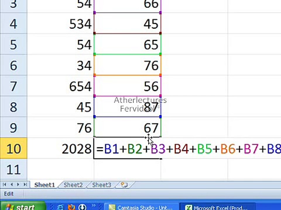Ms Excel 2007 Sum Formula  in Urdu Lecture No 6 of 18