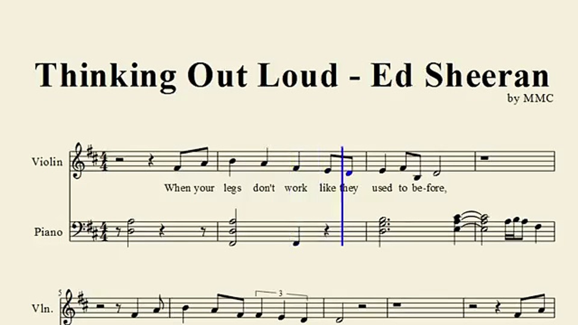 Thinking Out Loud - (Violin) [Sheet Music by MMC] - video Dailymotion