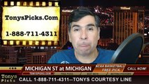 Michigan Wolverines vs. Michigan St Spartans Free Pick Prediction NCAA College Basketball Odds Preview 2-17-2015