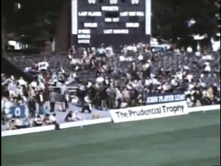 Geoff Boycott 1973 testing out the Pitch before the match