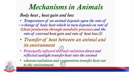 Mechanisms Of Thermoregulation In Animals