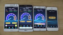 Samsung Galaxy A5 vs. Sony Xperia Z3 Compact vs. iPhone 5 vs. LG G3 S - Internet Speed Test (4K)