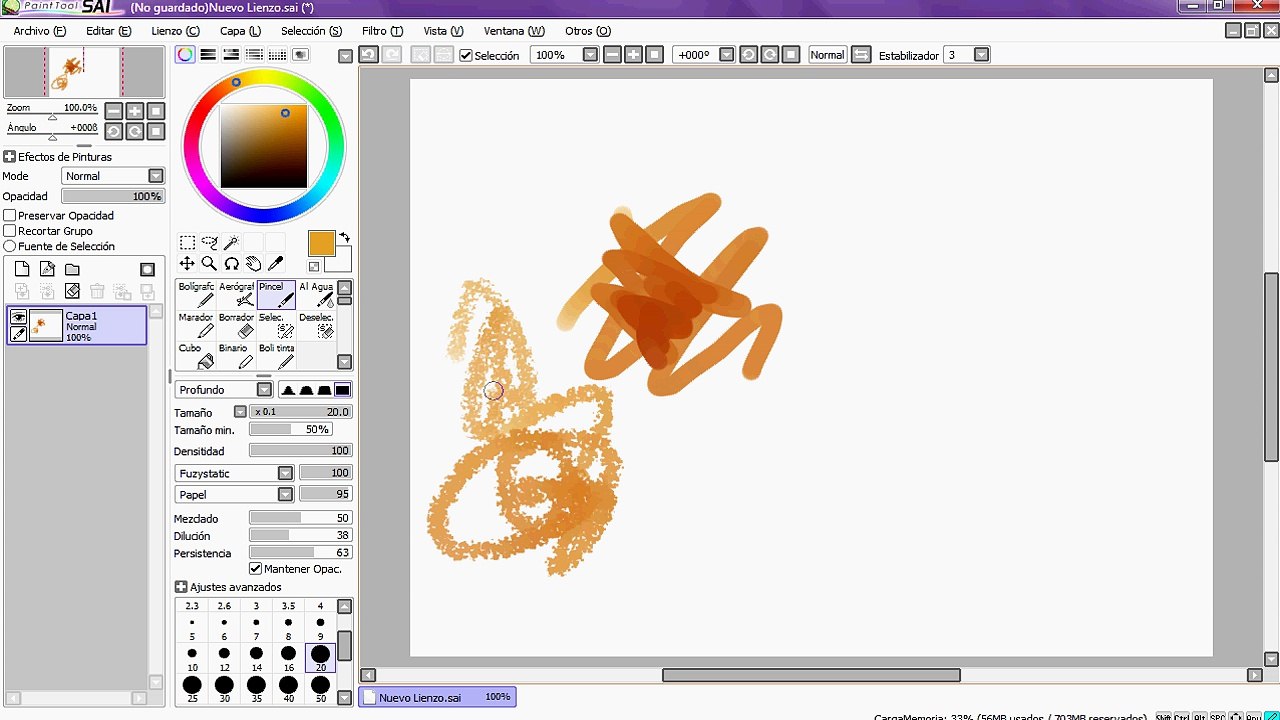 Tutorial Básico Paint Tool SAI - Capa normal, pinceles