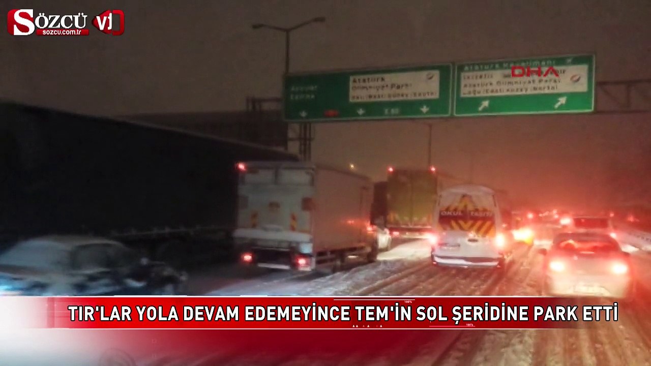 Yola devam edemeyen TIR'lar TEM'e park etti