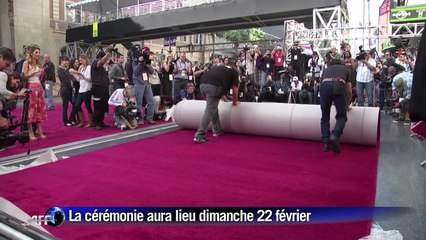 Oscars: installation du tapis rouge à Hollywood