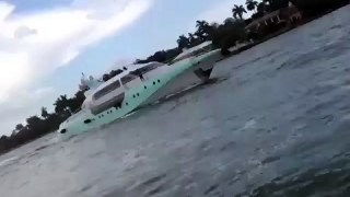 Car float in river like boat