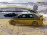 Snow drifting with Volvo and Evo 7, Snö Race