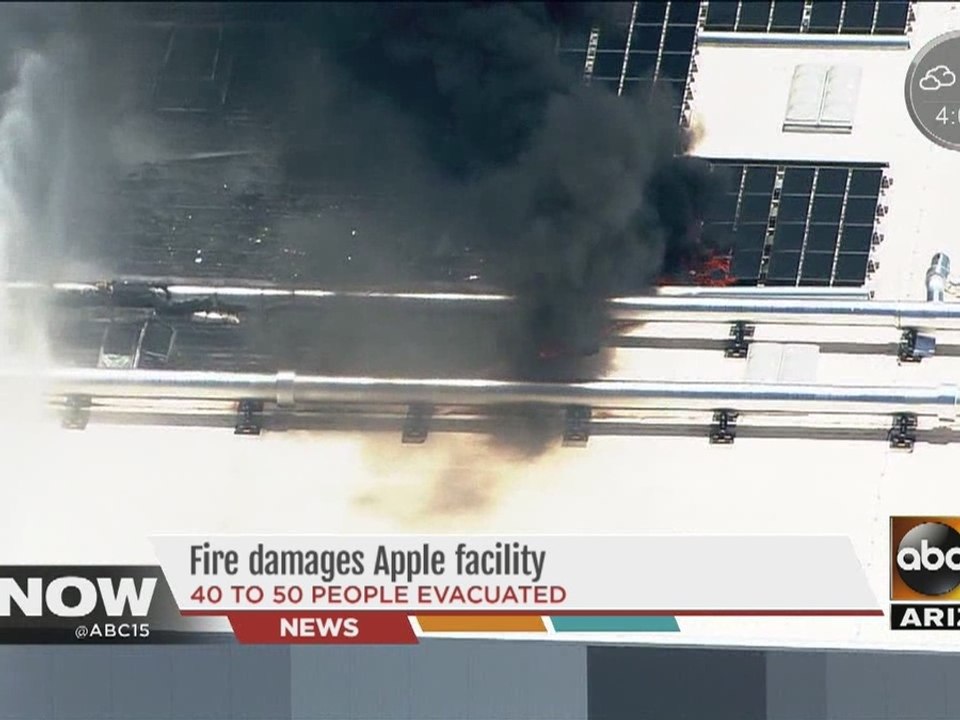 Fire damages Apple facility
