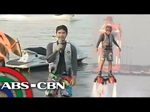 Atom Araullo tries flyboarding in Subic