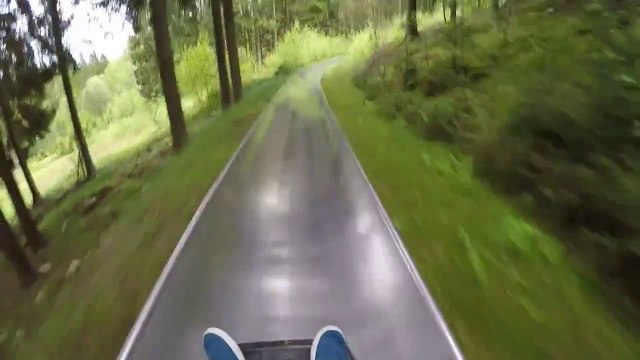 Il évite un lapin de justesse en luge d'été
