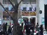 Iranian protester beats an Iranian embassy agent with eggs in Copenhagen - Denmark 7 Feb 2010