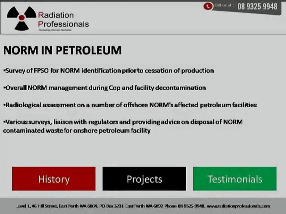 Radiation professionals history,projects