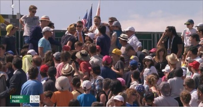 Bagarre à Roland Garros entre spectateurs sur le Court n°7 pendant Fognini-Paire