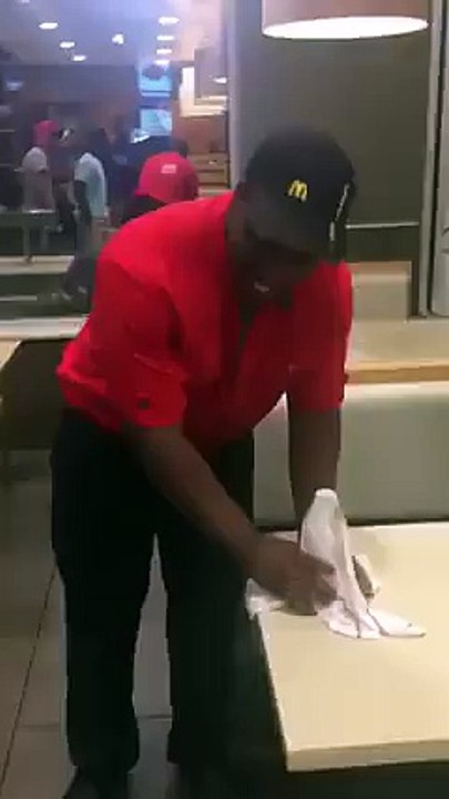 McDonalds worker I'm a magician & can make the penny disappear under the water bottle. look for it in the bottle