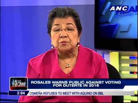 Rosales warns vs voting for Duterte in 2016