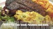 Dinner for two : T-bones Steaks, Loaded Twice Baked Potatoes, and Teriyaki Shrimp Salad.