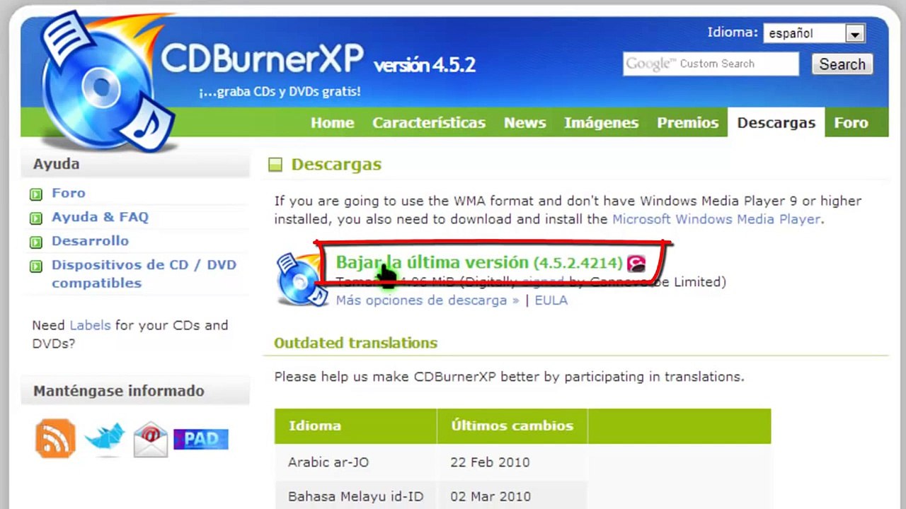 Grabar imagen  ISO en un CD o DVD   CDBurnerXP