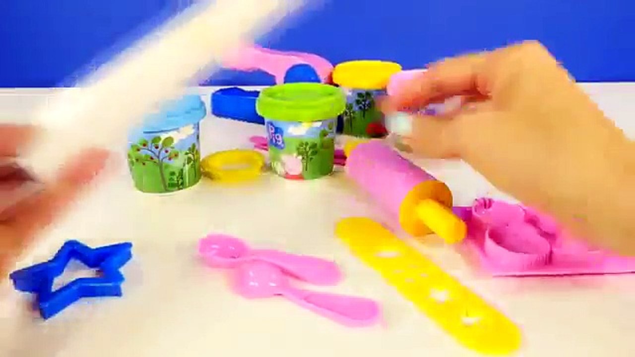 Peppa Pig Mega Dough Set Play Doh Peppa Toys Shapes Colors Moulds Cookies Fruits Vegetable Playdoug