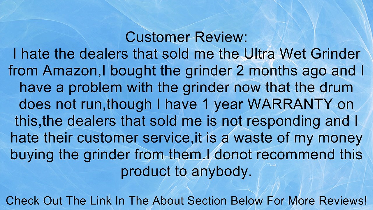 Wet Grinder - 1.25 Liter 110 Volts Review