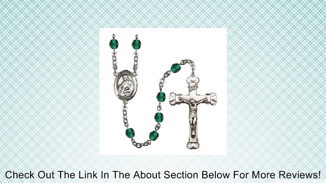 Silver-Plated Rosary 6mm December Blue Fire Polished Beads, Crucifix Size 1 5/8 x 1. St. Agnes of Rome medal. Review