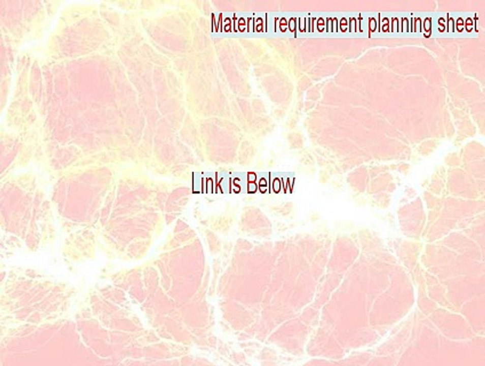 Material requirement planning sheet Download Free (Instant Download)