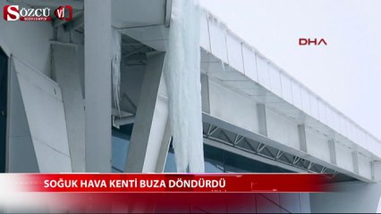 Soğuk havadan buz kente döndü