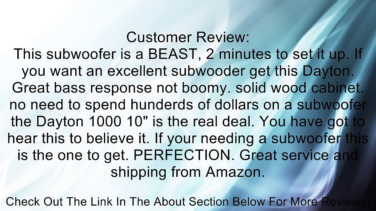 Dayton Audio SUB-1000 10-Inch 100 Watt Powered Subwoofer (Black) Review