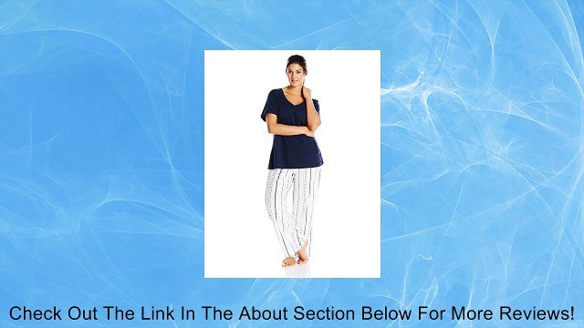 Jockey Women's Plus-Size Short Sleeve Top with Pant Pajama Set, Blue/White Floral, 3X Review