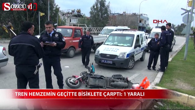 Tren hemzemin geçitte bisiklete çarptı: 1 yaralı