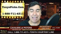 Detroit Pistons vs. Cleveland Cavaliers Free Pick Prediction NBA Pro Basketball Odds Preview 2-24-2015