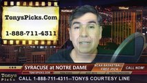 Notre Dame Fighting Irish vs. Syracuse Orange Free Pick Prediction NCAA College Basketball Odds Preview 2-24-2015