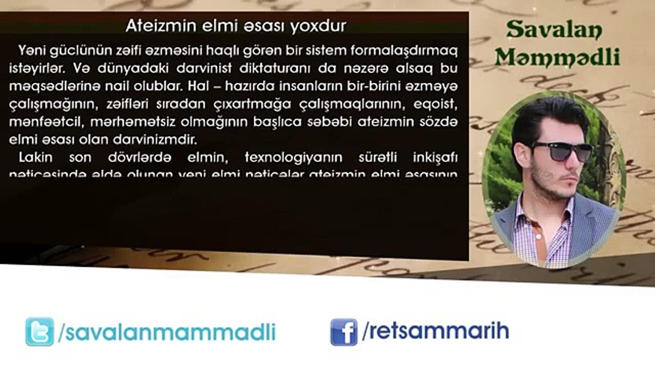 Savalan Məmmədli- Ateizmin elmi əsası yoxdur
