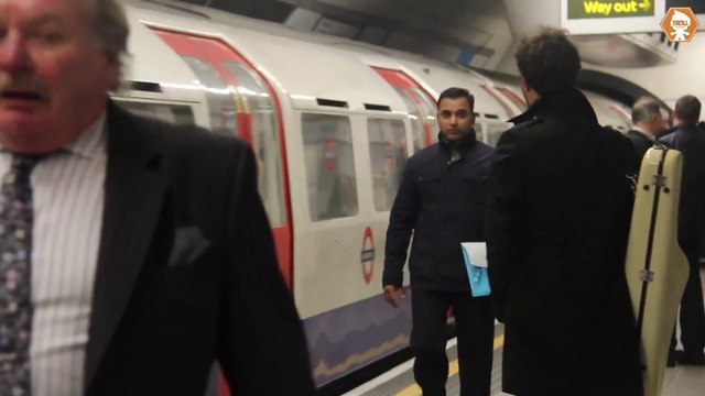 Football Hooligans prevent Green man boarding London metro train 2020