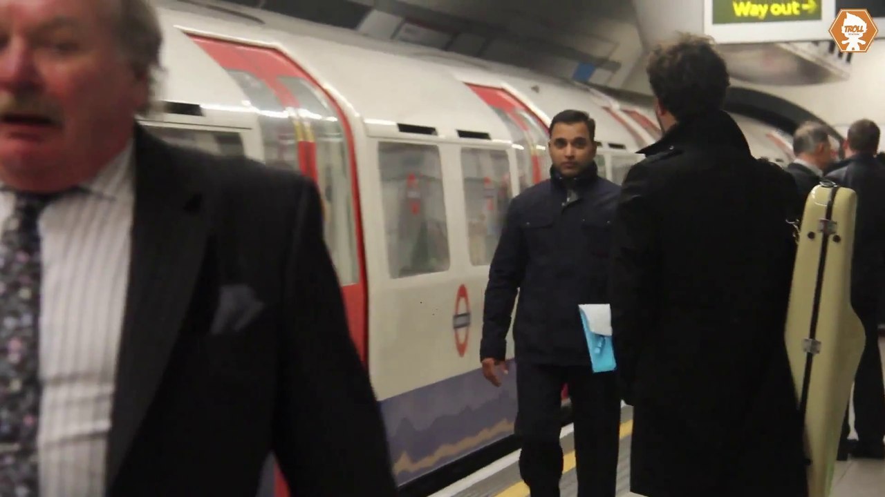 Football Hooligans prevent Green man boarding London metro train 2020